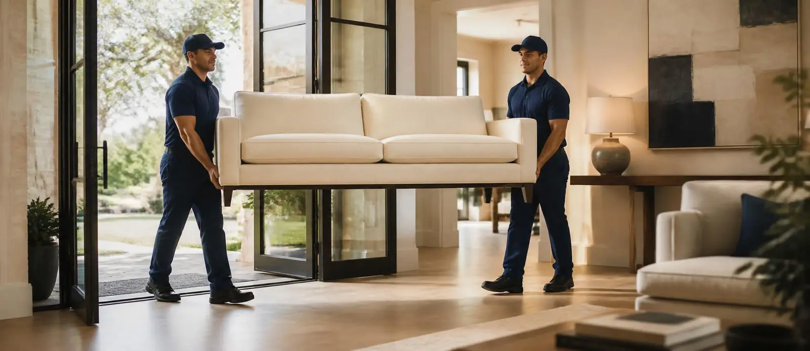 Point2Point crew installing furniture in a customer space